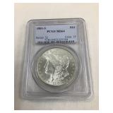 1881 S Morgan Silver Dollar, MS 64