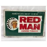 Red Man Chewing Tobacco Embossed Metal Sogn,
