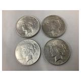 (4) 1923 Peace Silver Dollars