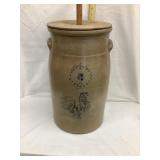 Salt Glazed 6 Gal. Stoneware Churn w/ Stenciled