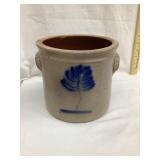 Salt Glazed 1 Gal. Crock w/ Cobalt Flowers