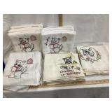 (5) Sets of Hand Stitched Embroidered Cat Day of