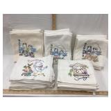 (5) Sets of Hand Stitched Embroidered Dish Towels