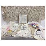 Vintage Linens & Doilies, Embroidered Bed Cover