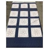Hand Stitched Embroidered Quilt, 91"x107"