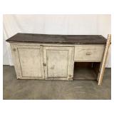 Primitive Painted Cupboard Base/Counter, Missing