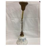 Vintage Brass Light Fixture w/ Milk Glass Shade,