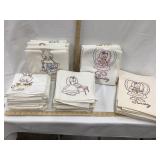 (5) Sets of Hand Stitched Embroidered Rabbit Dish