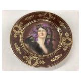 Hand Painted Victorian Lady Plate, 9 1/2"Diameter