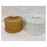 (2) Frosted Glass Lamp Shades w/ Roses, (1) Rim