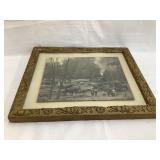 Vintage Logging Photograph w/ Ornate Frame, 13