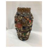 Tramp Art Memory Jar w/ Jewelry, Pendants, Game