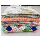 (4) Vintage Baby Afghan & (1) Precious Moments