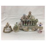 (4) Victorian Ladies Figurines, Chipped, NO