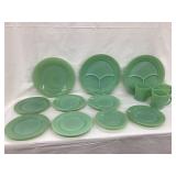 (14) Fire King Jadeite Pieces, Incl. Divided