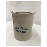 Acid Proof Measures Stoneware Pitcher, Lip Chips,