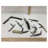 (8) Pocket Knives & (1) Straight Razor