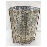 Vintage Ornate Metal Trash Can, Some Rust, 14"T
