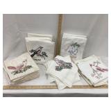 (5) Sets of Hand Stitched Embroidered Bird Day of