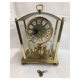 Kern West Germany Brass & Glass Clock w/ Key,