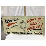 Vintage Hand Painted Adv. Insurance Masonite