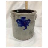 Early 2 Gal. Salt Glazed Crock w/ Cobalt Design,