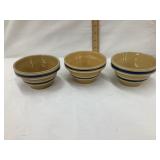 (3) Blue Banded 4 1/2" Yellow Ware Bowls, 2