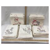(5) Sets of Hand Stitched Embroidered Dish Towels