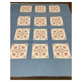 Hand Stitched Embroidered Quilt, Some Stains,