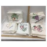 (5) Sets of Hand Stitched Embroidered Towels w/
