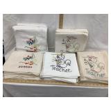 (5) Sets of Hand Stitched Embroidered Day of the