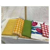 (6) Vintage Tablecloths, Some Brightly Colored,