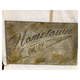 Modern Tin Embossed "Hometown Dairy" Adv. Sign,