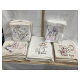 (5) Sets of Hand Stitched Embroidered Dog Day of
