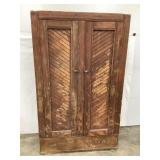 Primitive Wainscot Slant Top Wardrobe, Front is