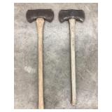 (2) Double Bit Axes, (1) Plume & Kelly Works