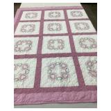 Hand Stitched Embroidered Machine Quilted Quilt,
