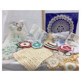 Large Box of Hand Stitched Doilies, Some Brightly