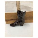 Ornate Brown Glazed/Albany Stoneware Boot, 3