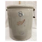 Redwing 8 Gal. Crock, 4" Wing, Glaze Pop