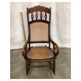 Early Wooden Rocker w/ Caned Seat/Back, 41 1/2"T,