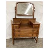 Ornate Oak?? Sideboard/Buffet w/ Beveled Mirror,