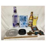 (6) Tin & Plastic Beer Signs & Sexton Metal
