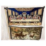(2) Vintage Tapestries, Deer & Last Supper