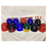 (11) Plastic MLB Helmets & Cardinals Blow Up Bat,