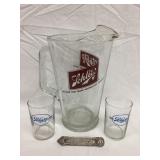 Schlitz Beer Pitcher, 9 1/2"T, (2) Blatz Beer