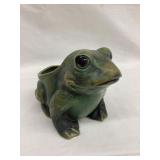 Lefton Green Ceramic Frog Planter, 4 3/4"T, 6"L