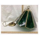 Vintage Brass & Slag Glass Hanging Lamp, 12 1/2"