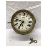 Royal Navy Brass 8-Day Clock w/ Key, No Lens,