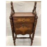 Ornate Wood Smoking Stand, Copper Lined, 28?T,